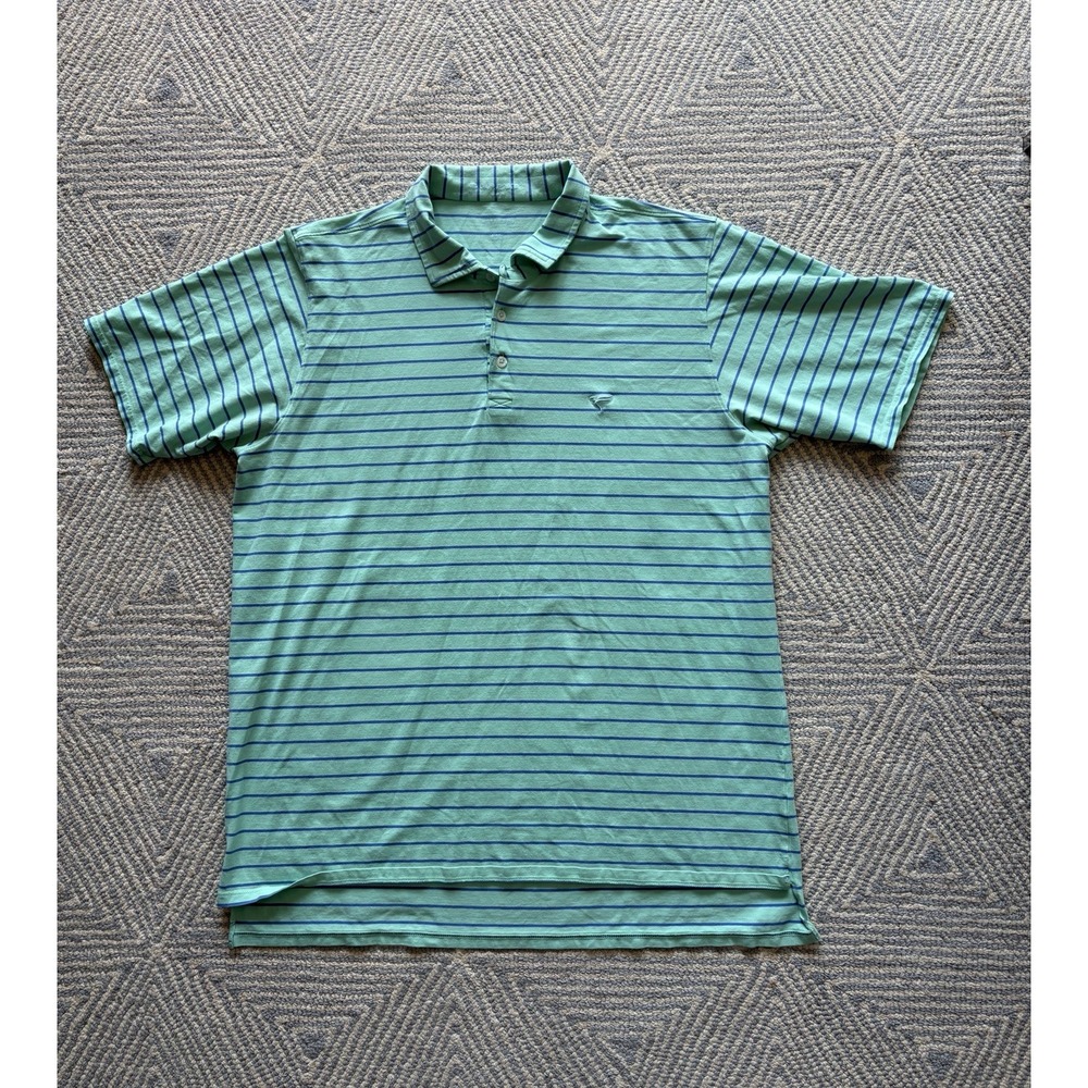B. Draddy Polo Shirt - Green/Blue Stripe - XL